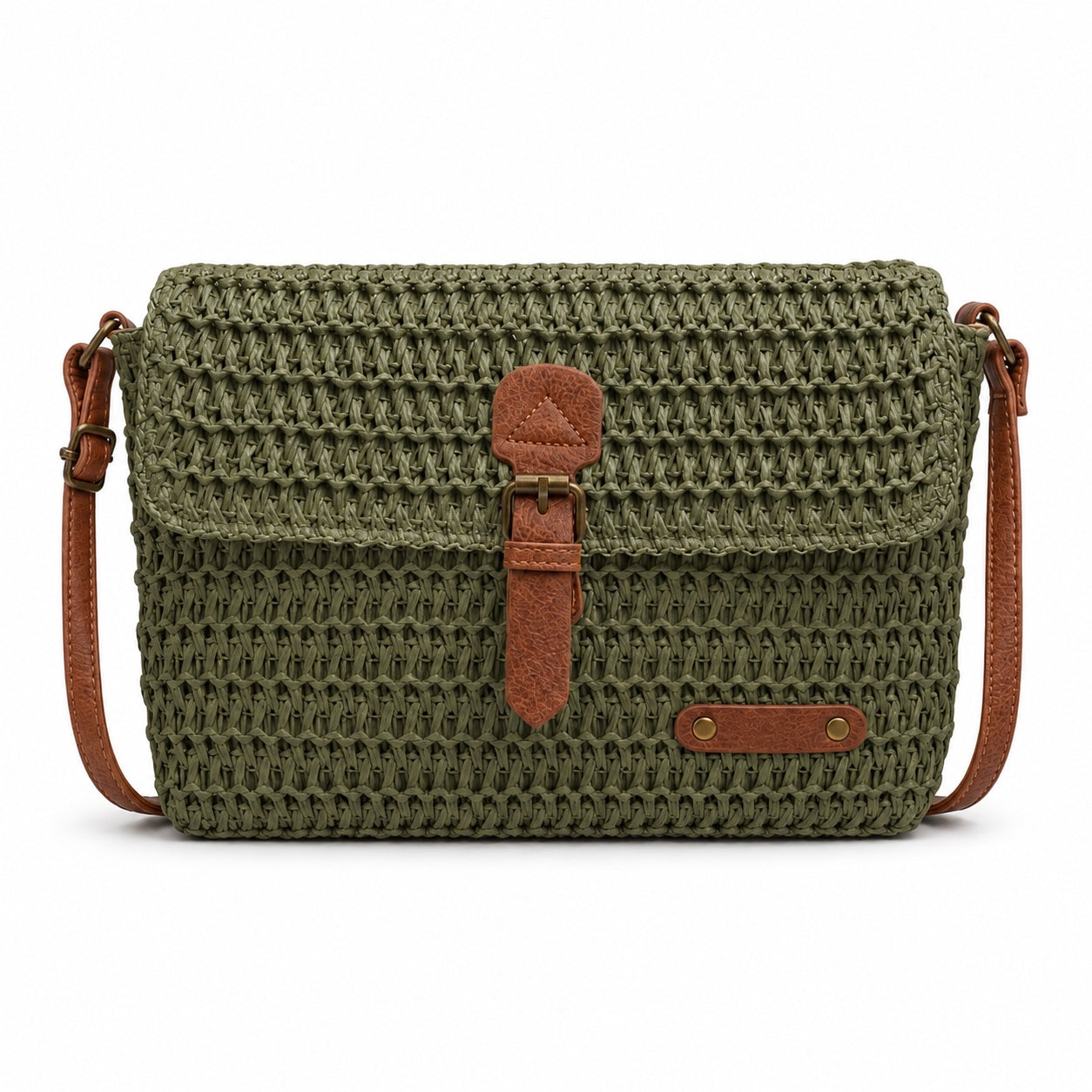 Primosten - Straw Crossbody Bag in Khaki, front view