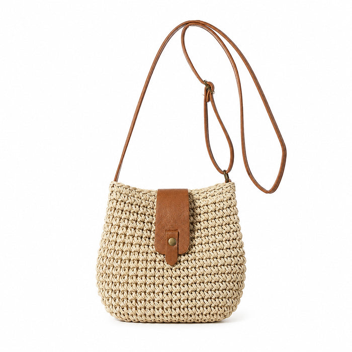 Pula - Straw Crossbody Bag, front view on white background