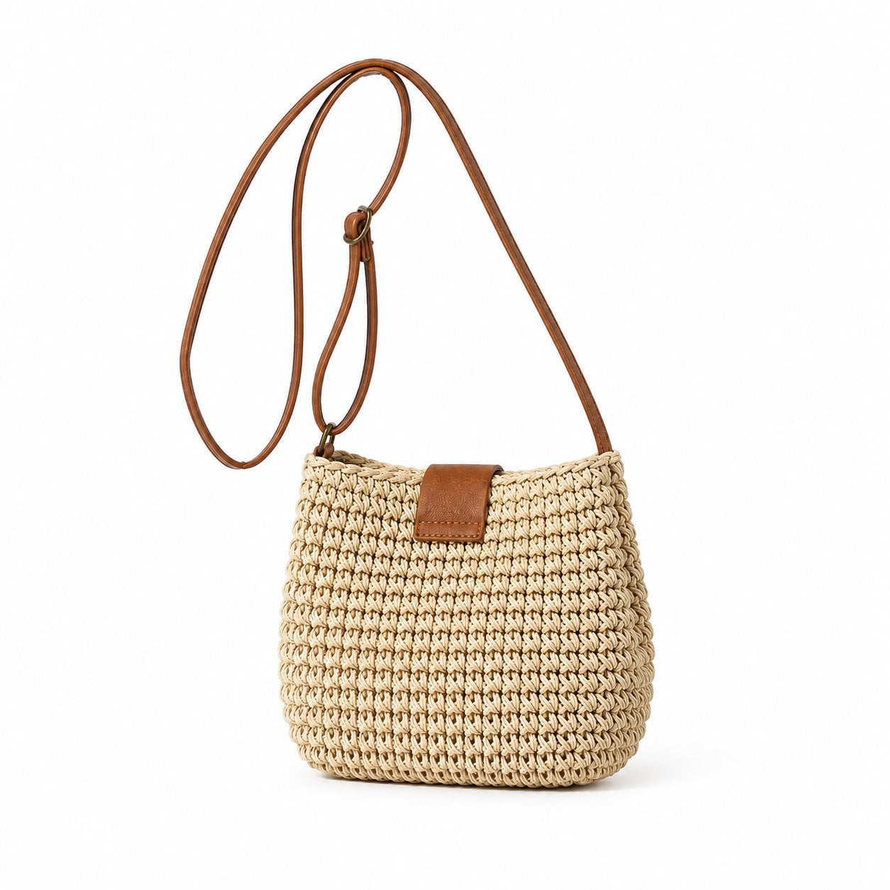 Pula - Straw Crossbody Bag, three-quarter back view
