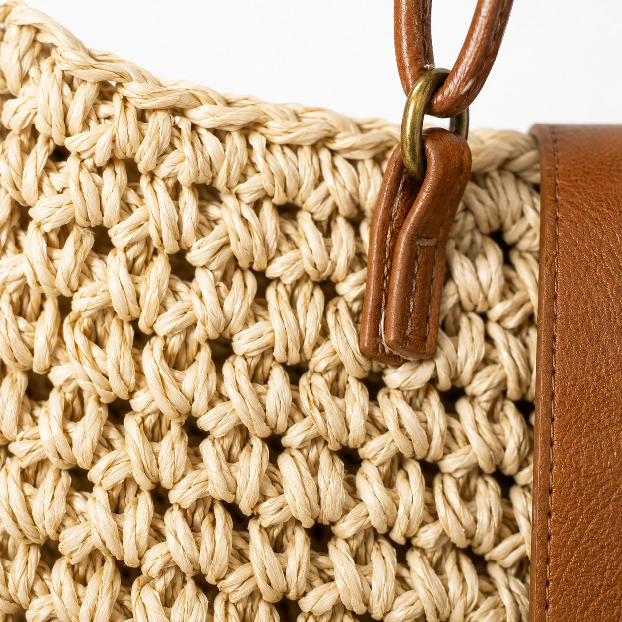 Pula - Straw Crossbody Bag, close-up material detail