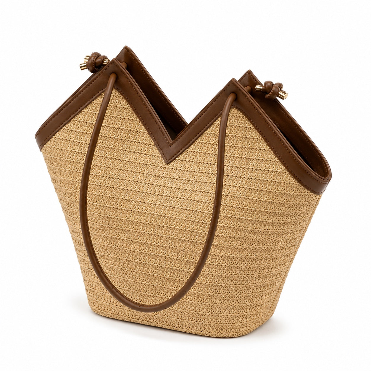 Pylos - Straw Bucket Bag, three-quarter front view