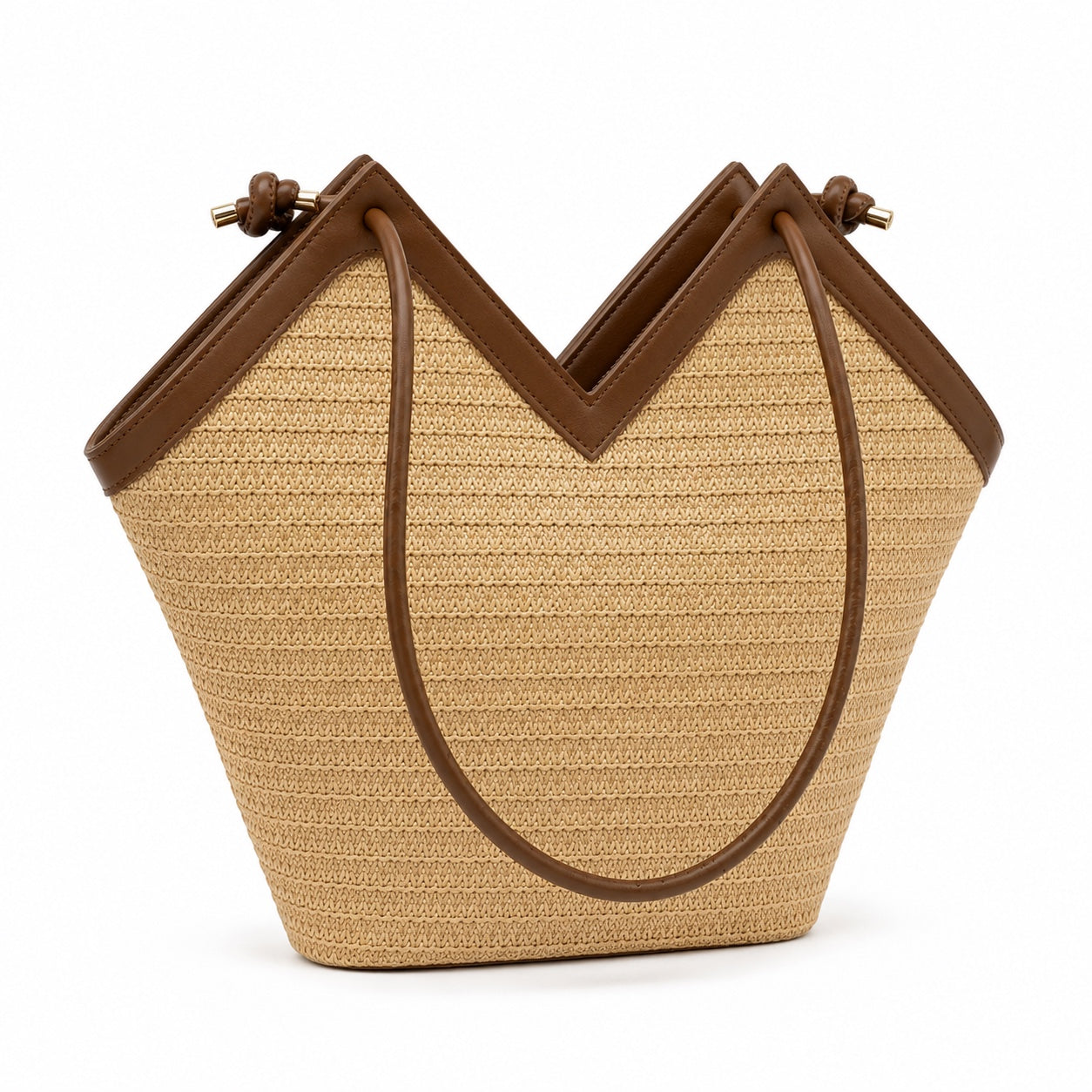 Pylos - Straw Bucket Bag, three-quarter back view