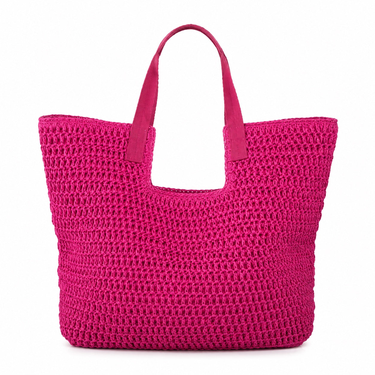 Rab - Straw Tote Bag in Hot Pink, front view