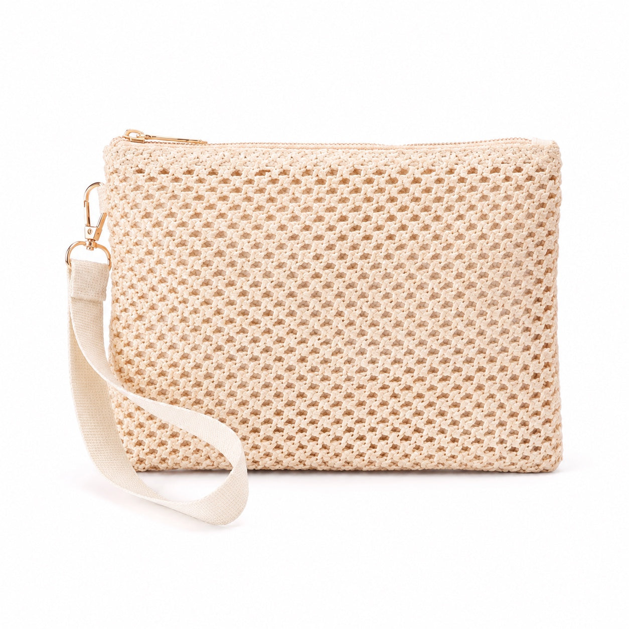 Ramatuelle - Straw Clutch, front view on white background