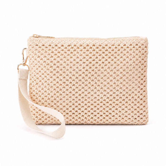 Ramatuelle - Straw Clutch, front view on white background