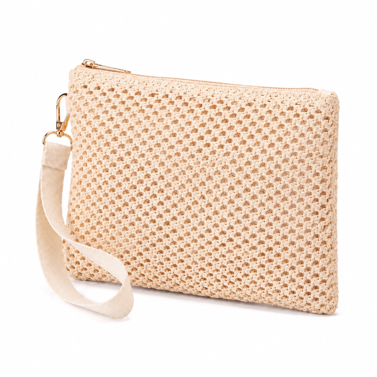 Ramatuelle - Straw Clutch, three-quarter front view
