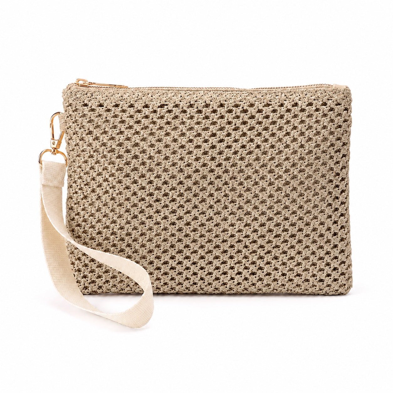 Ramatuelle - Straw Clutch in Beige, front view