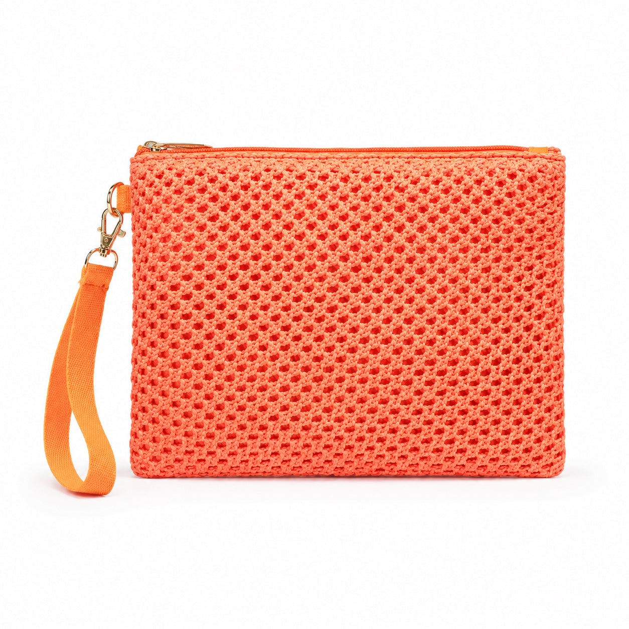 Ramatuelle - Straw Clutch in Orange, front view