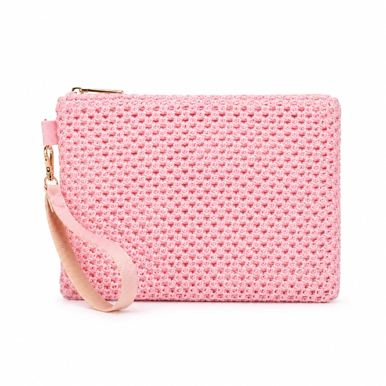 Ramatuelle - Straw Clutch in Pink, front view