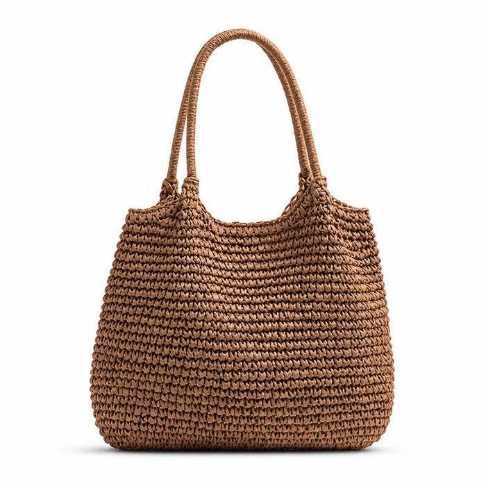 Rapallo - Straw Tote Bag, front view on white background