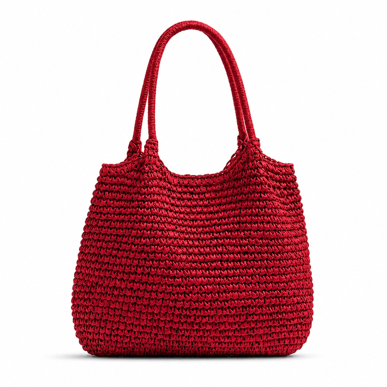 Rapallo - Straw Tote Bag in Red, front view