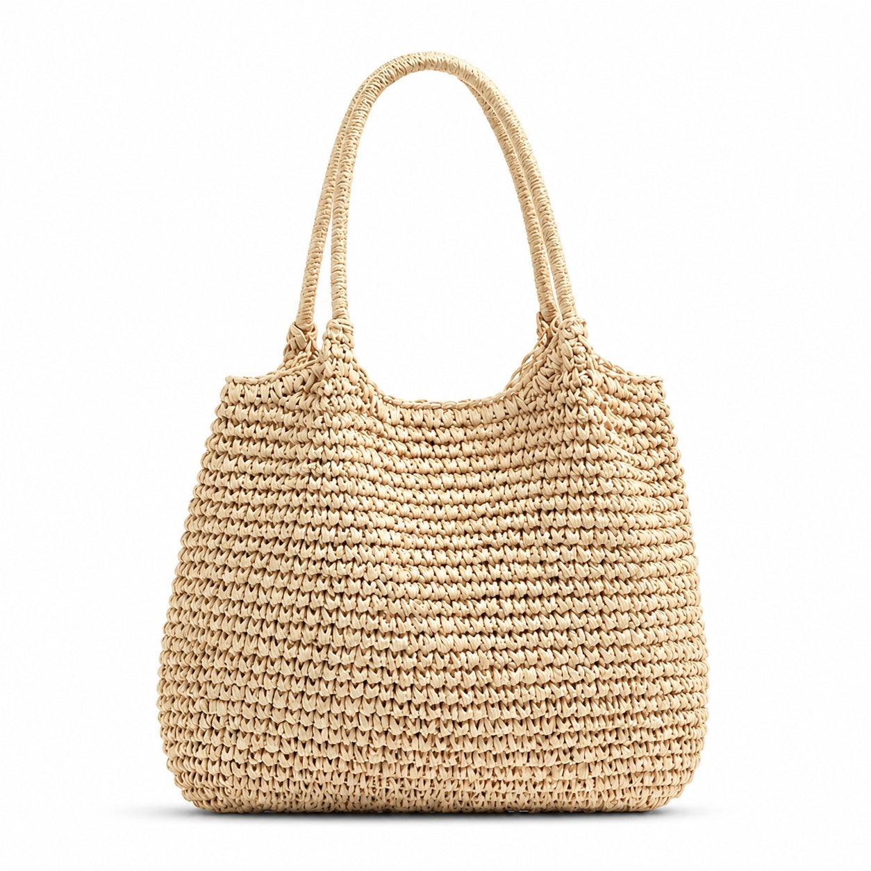 Rapallo - Straw Tote Bag in Rice, front view