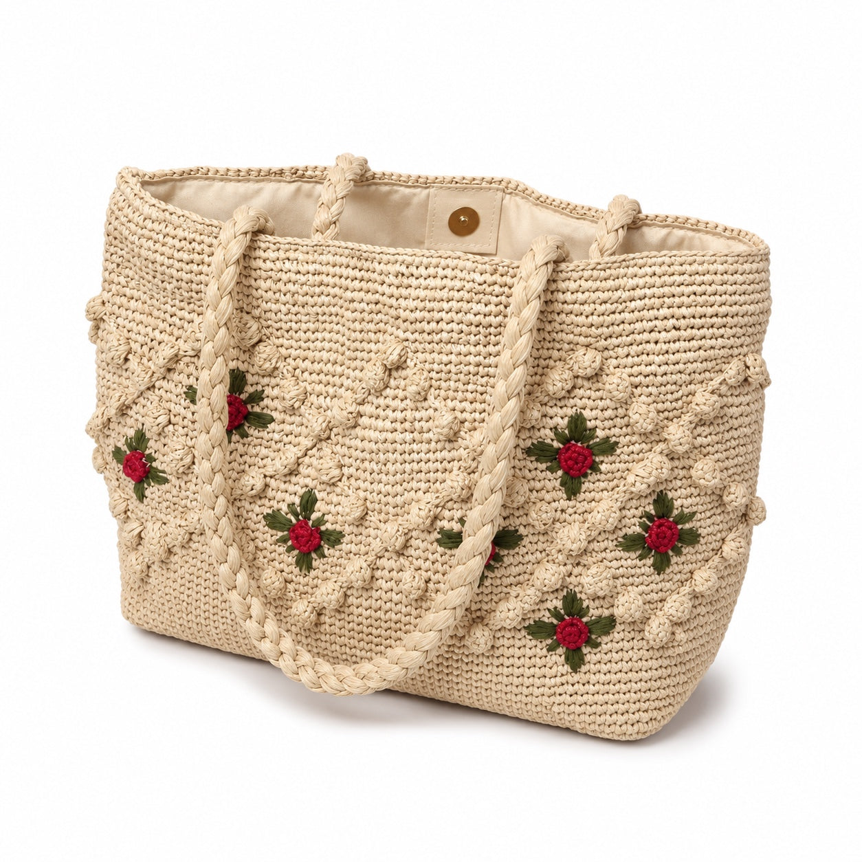 Ravello raffia handbag, three-quarter front view