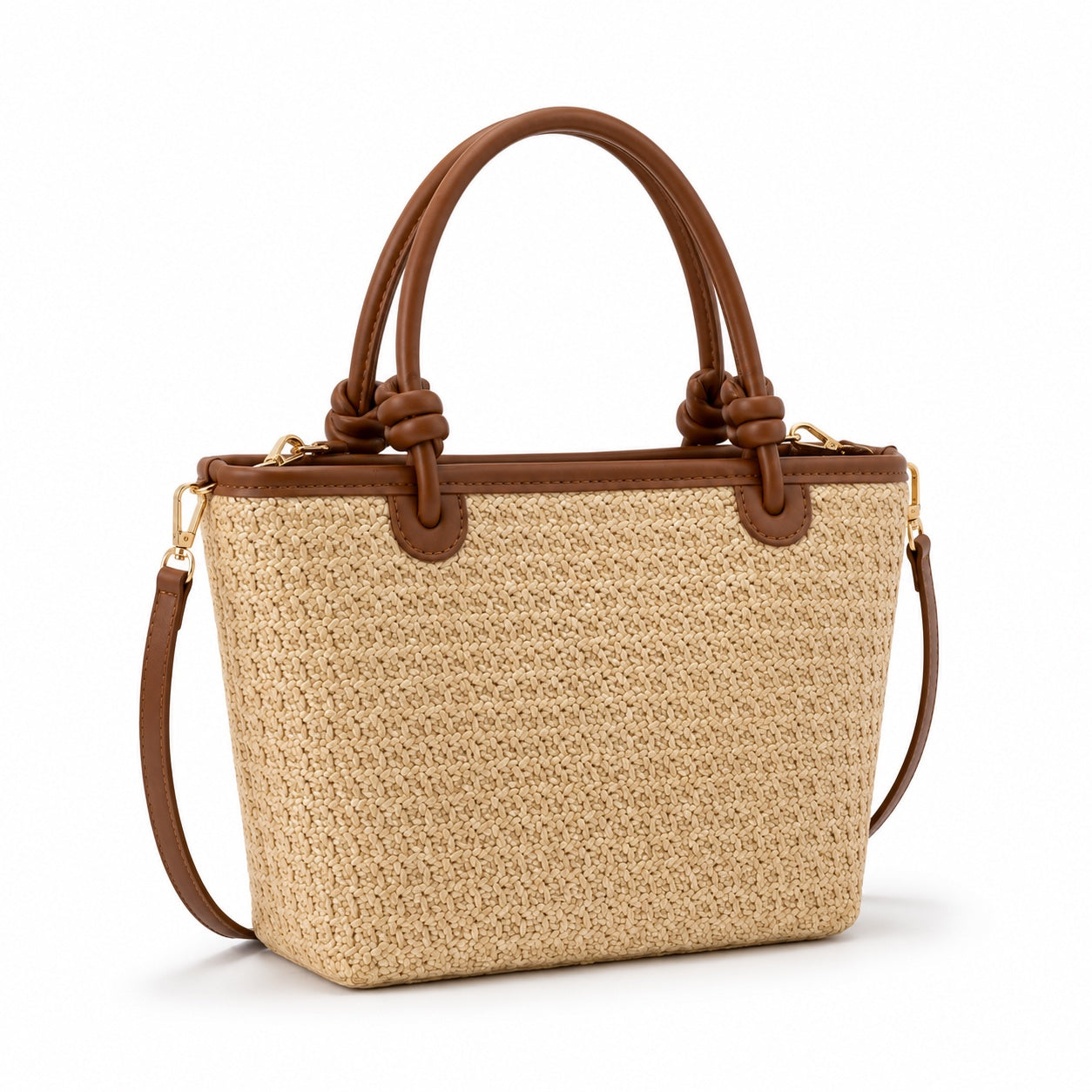 Recco - Straw Crossbody Bag, three-quarter front view