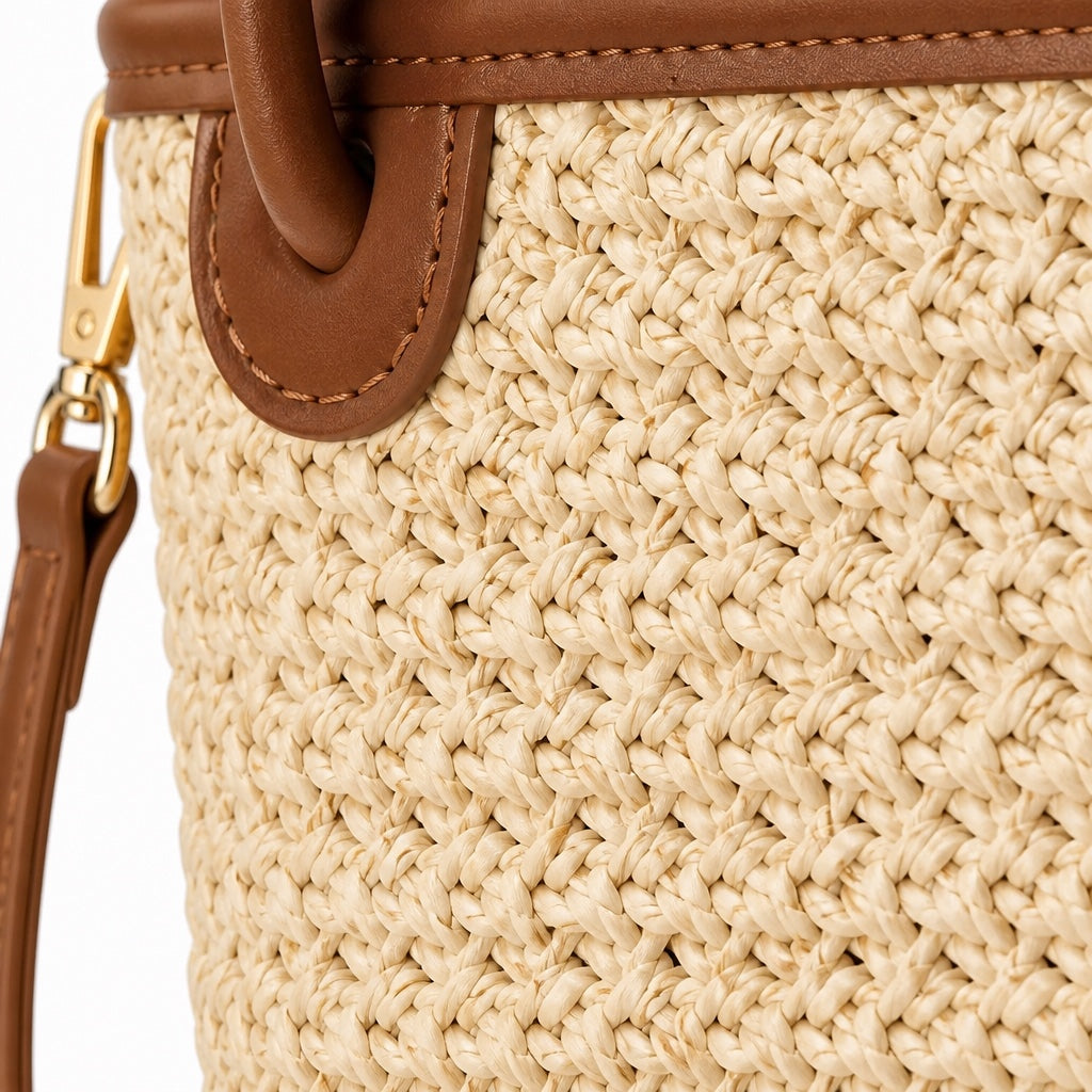 Recco - Straw Crossbody Bag, close-up material detail