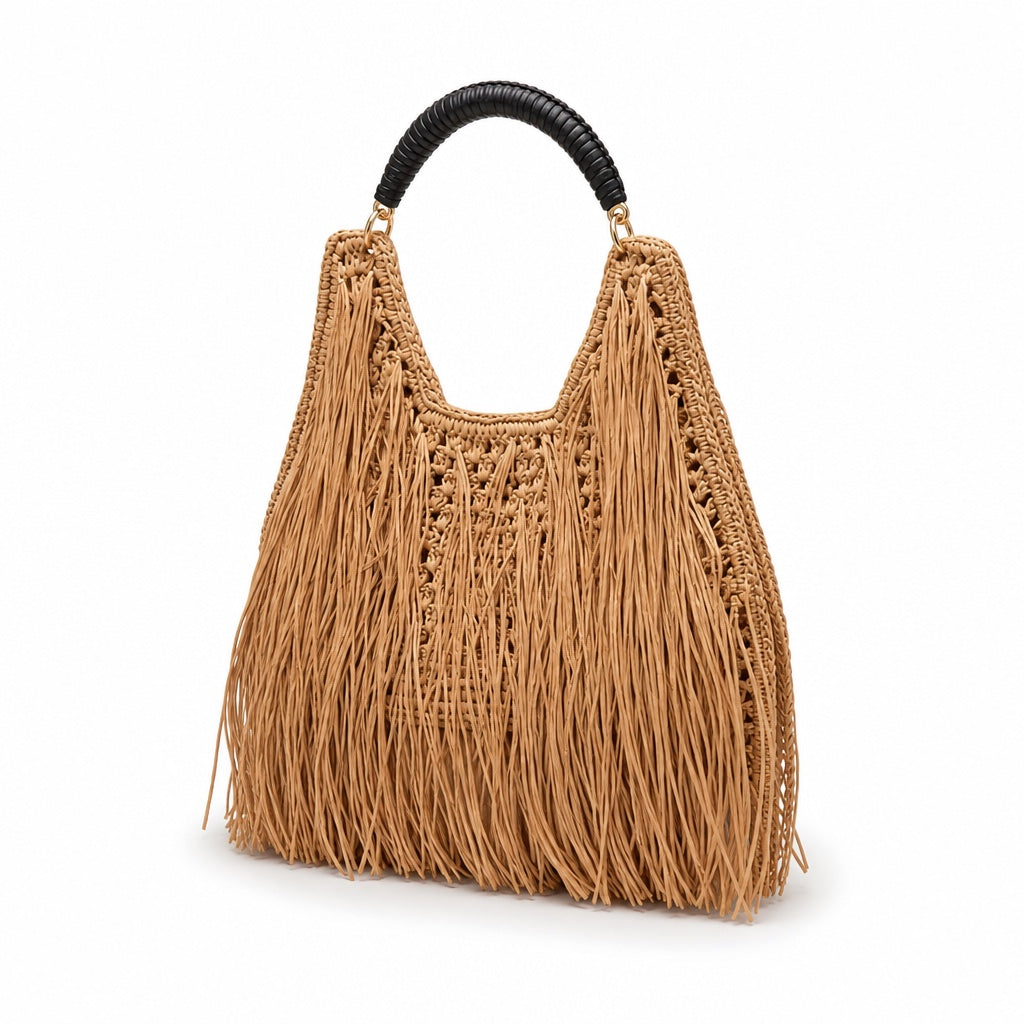 Rovinj - Straw Shoulder Bag, three-quarter front view