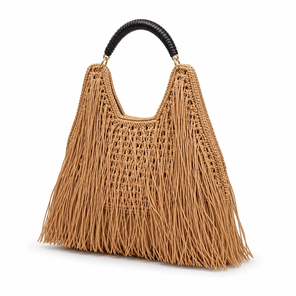 Rovinj - Straw Shoulder Bag, three-quarter back view