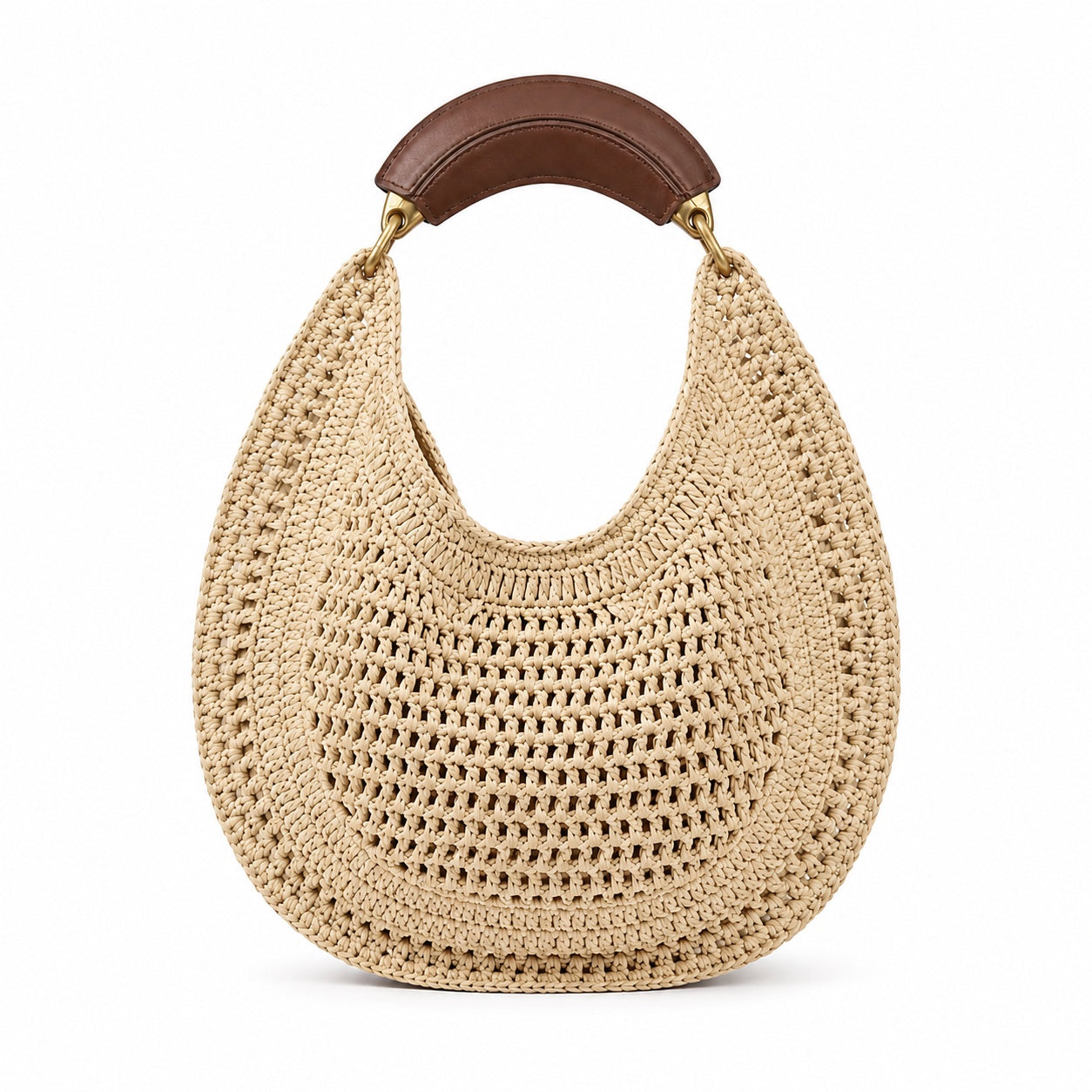 Sagres - Straw Handbag in Blcak, front view
