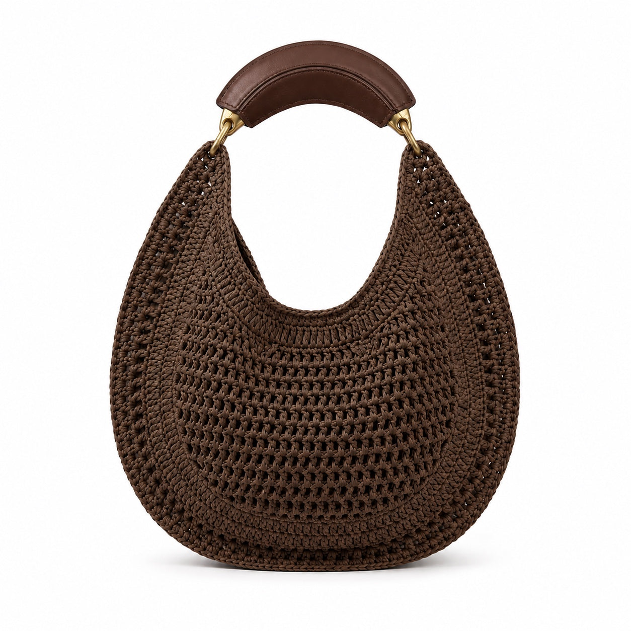 Sagres - Straw Handbag in Brown, front view