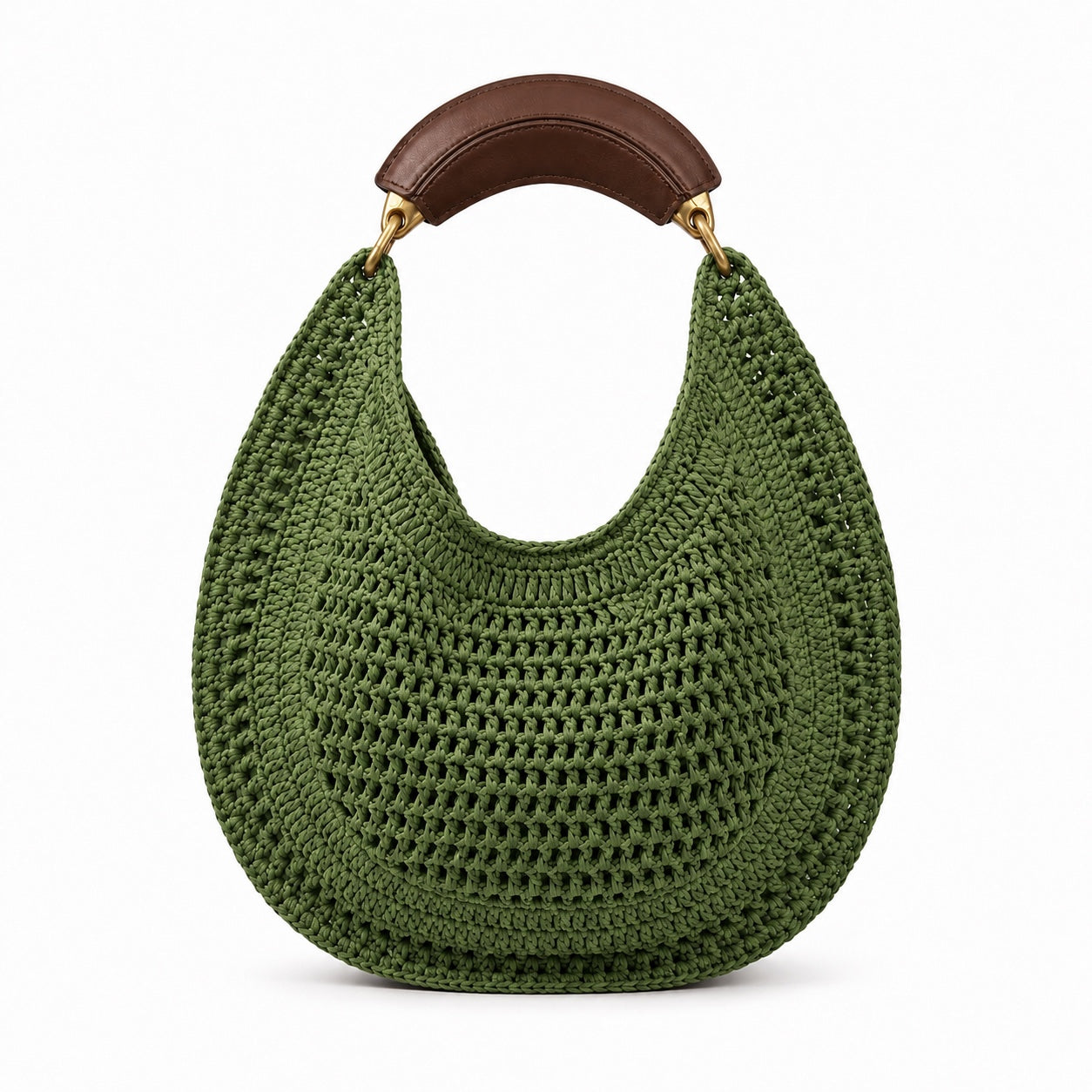 Sagres - Straw Handbag in green, front view