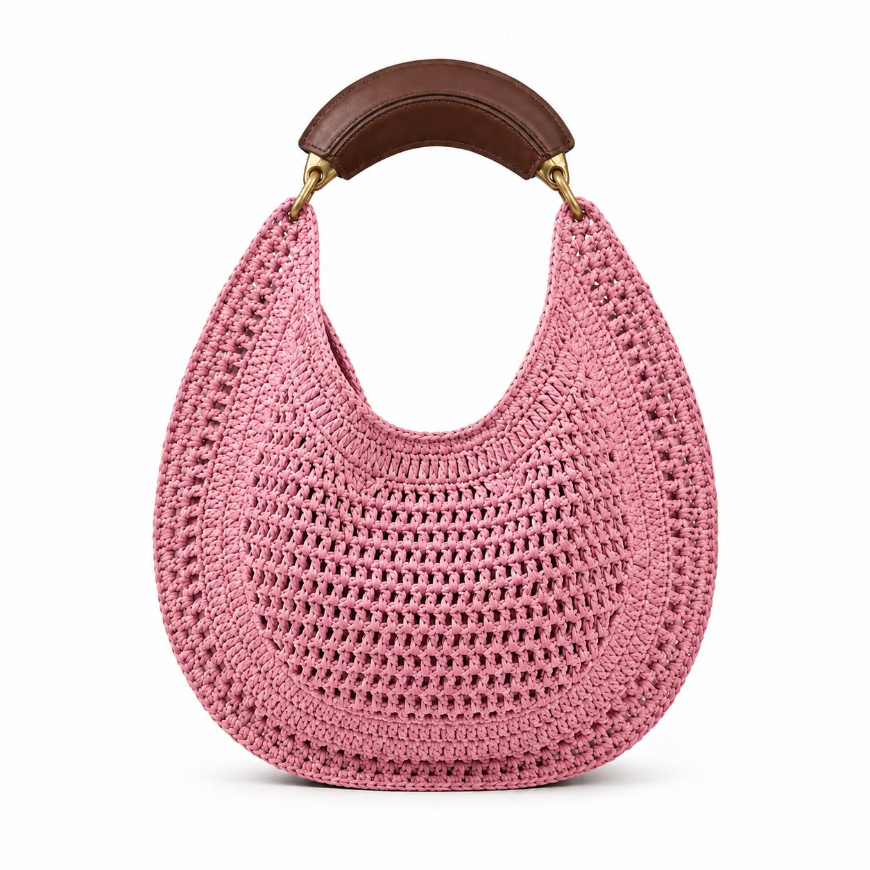 Sagres - Straw Handbag in Pink, front view