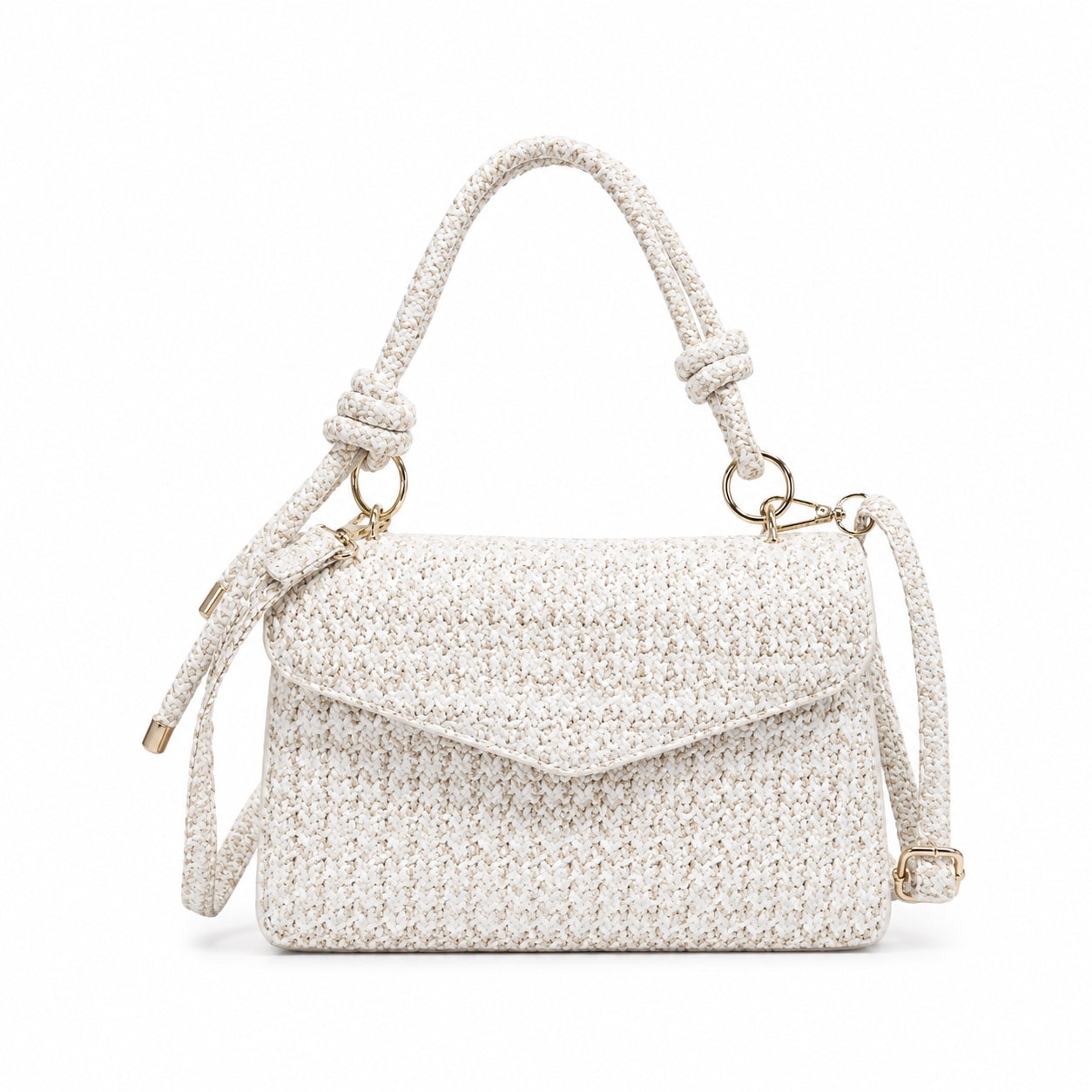 Salina Straw Crossbody Bag, front view on white background