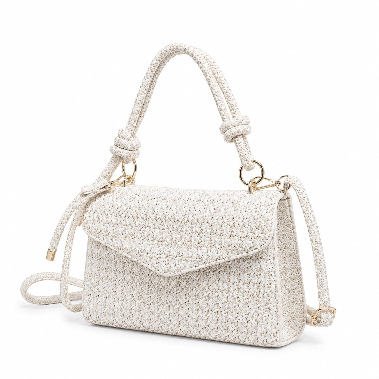 Salina Straw Crossbody Bag, three-quarter front view