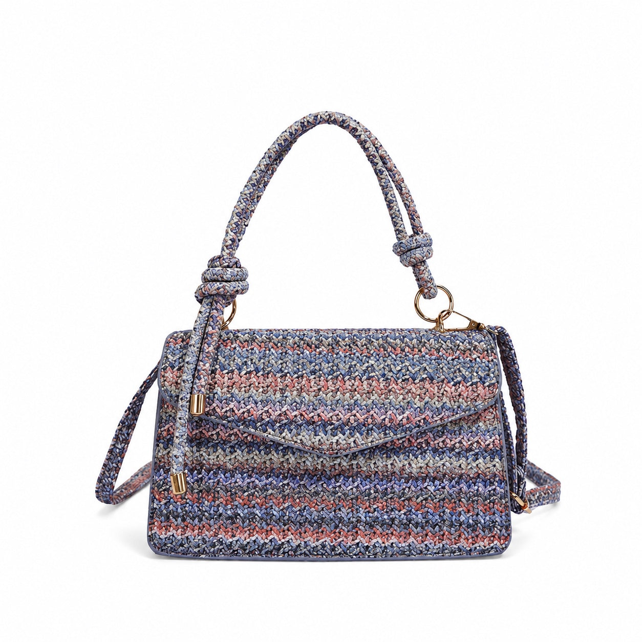 Salina Straw Crossbody Bag in Purple, front view