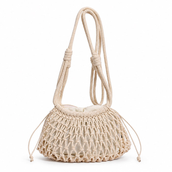 Salou - Straw Crossbody Bag, front view on white background