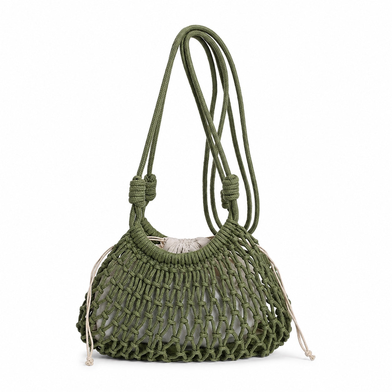 Salou - Straw Crossbody Bag in green, front view