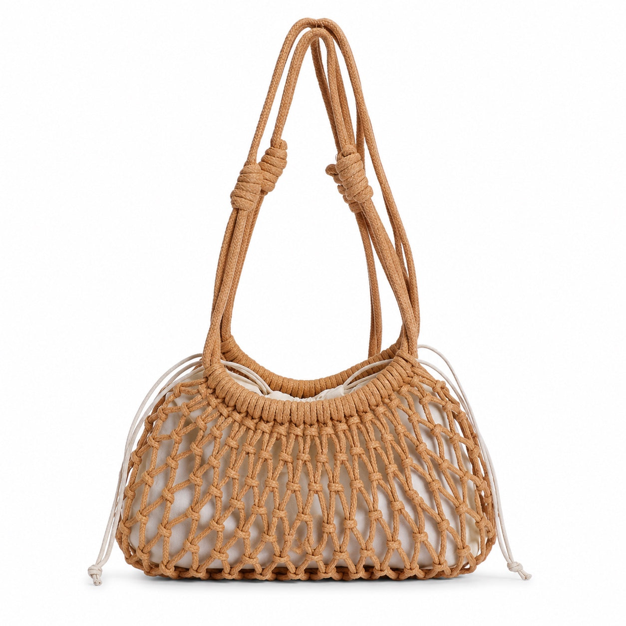 Salou - Straw Crossbody Bag in Khaki, front view