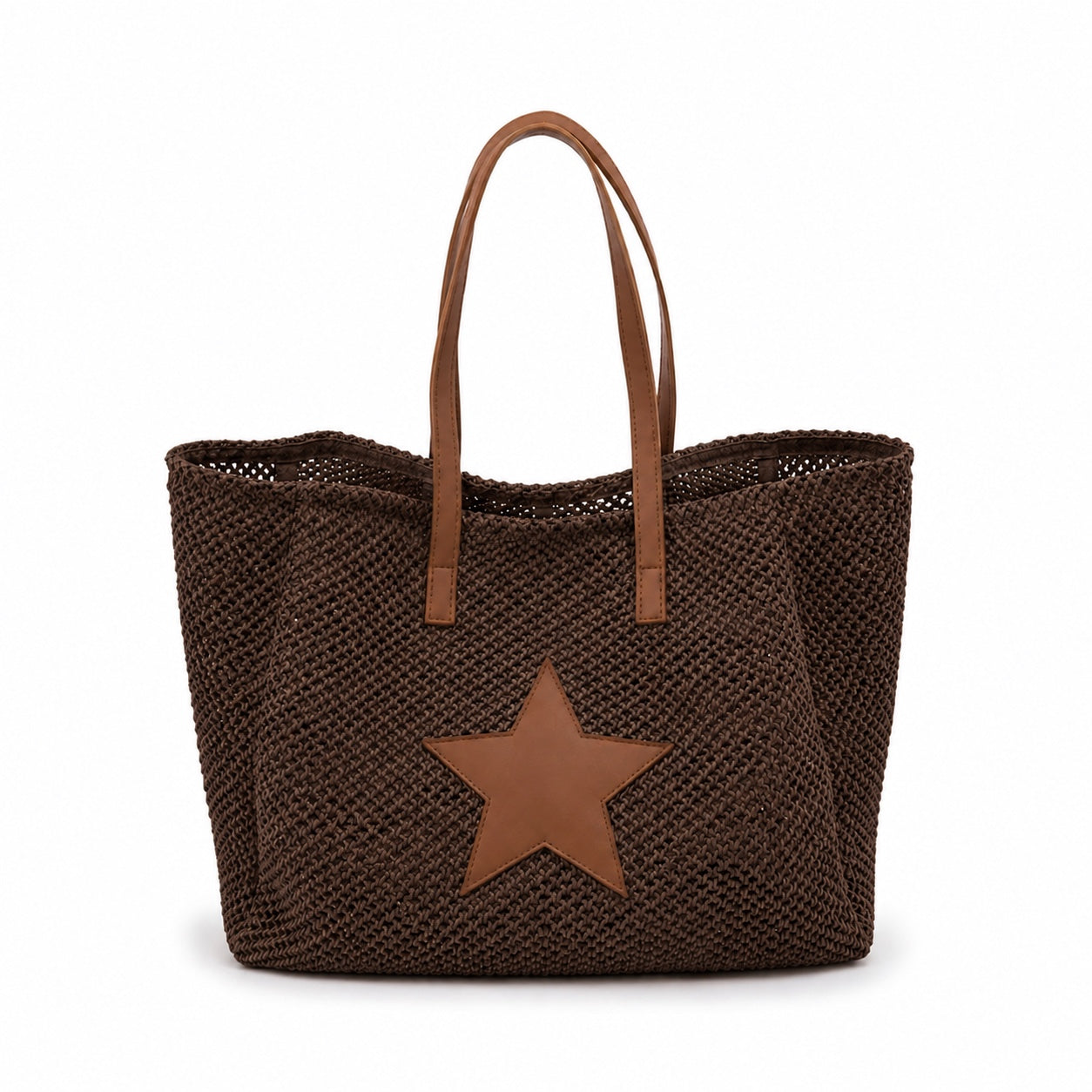 Sanremo - Woven Bucket Bag in brown, front view
