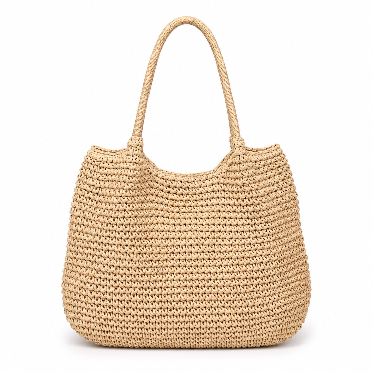 Scilla - Crochet Tote Bag, front view on white background