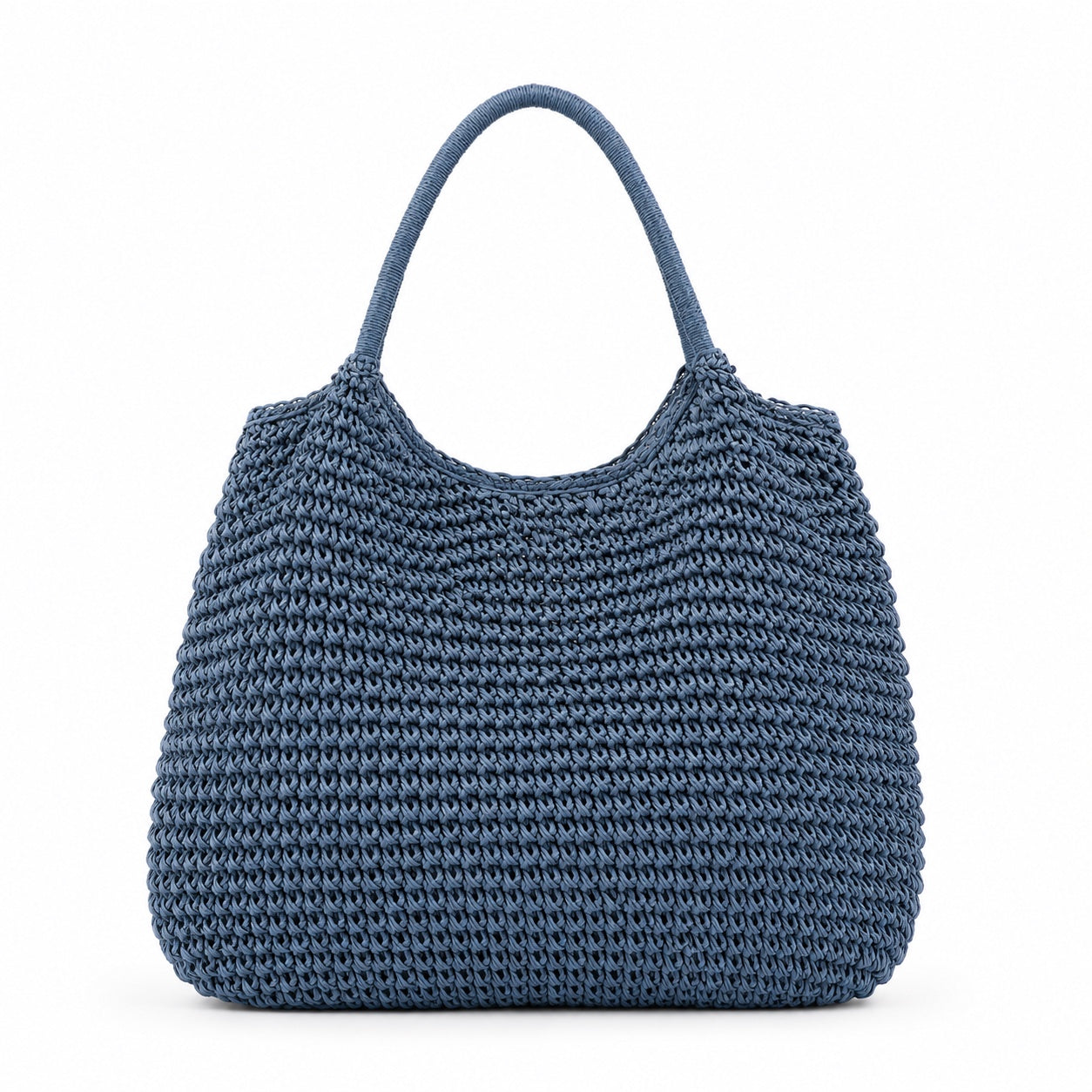 Scilla - Crochet Tote Bag in Blue, front view
