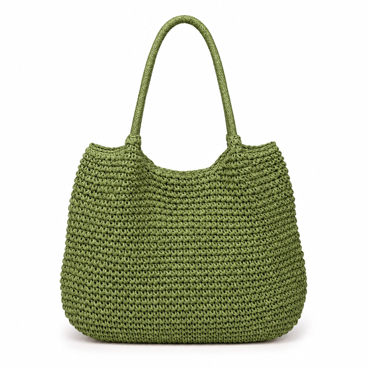 Scilla - Crochet Tote Bag in Green, front view