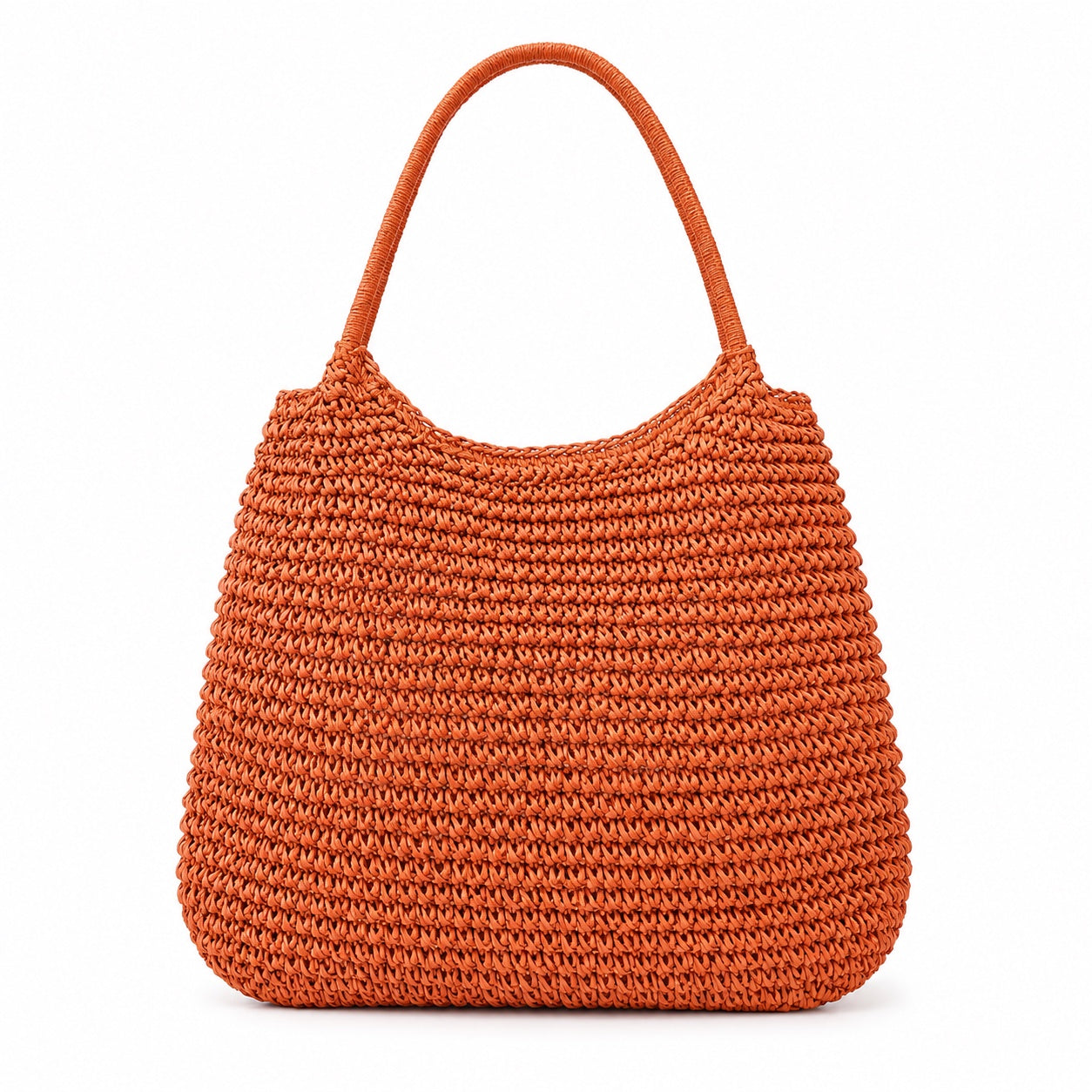 Scilla - Crochet Tote Bag in Orange, front view