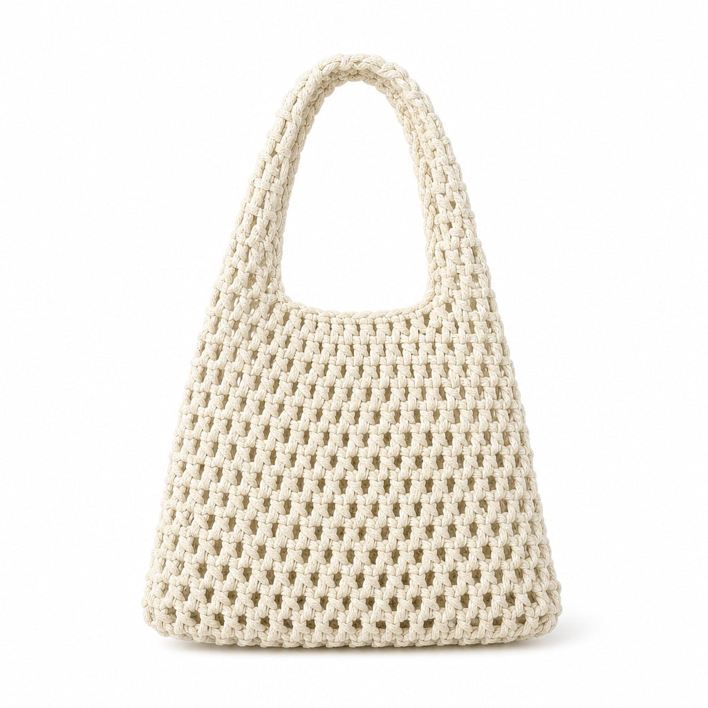 Serifos - Crochet Crossbody Bag, front view on white background