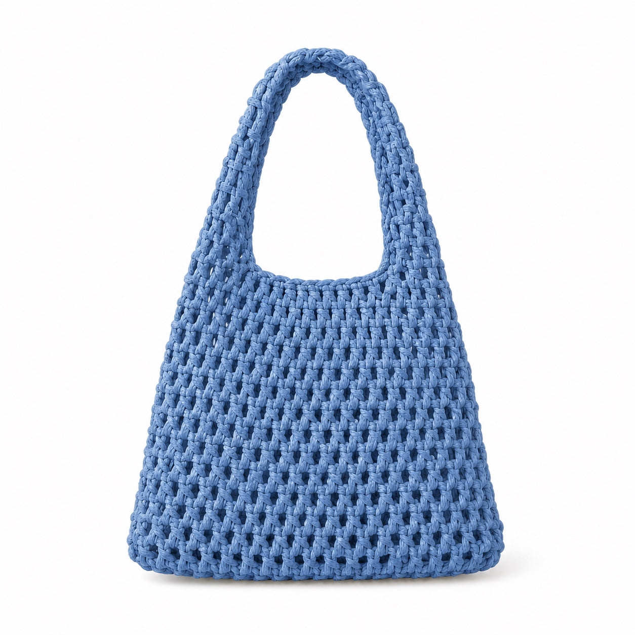 Serifos - Crochet Crossbody Bag in Blue, front view