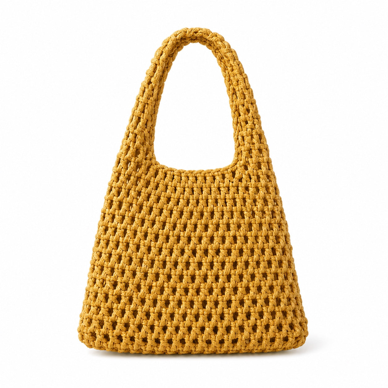 Serifos - Crochet Crossbody Bag in Gold, front view