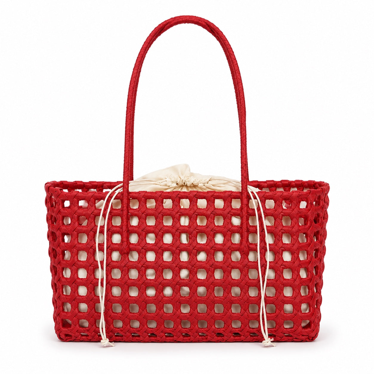 Sesimbra - Woven Beach Bag in Red, front view