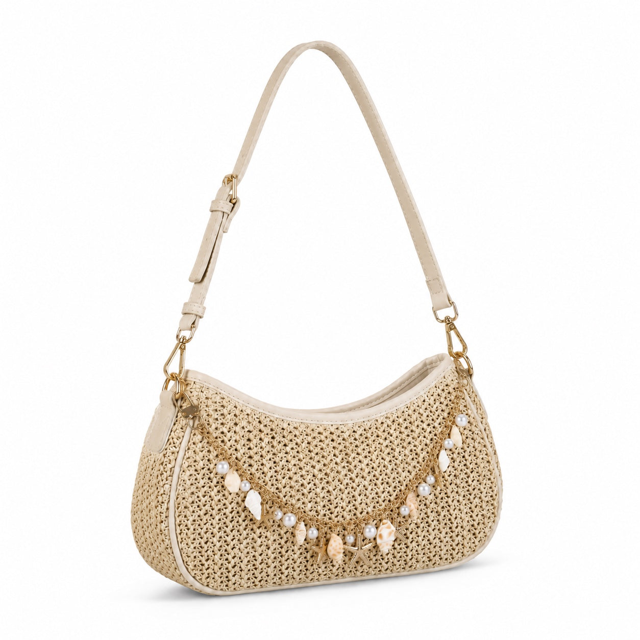 Sestri - Straw Crossbody Bag, three-quarter front view