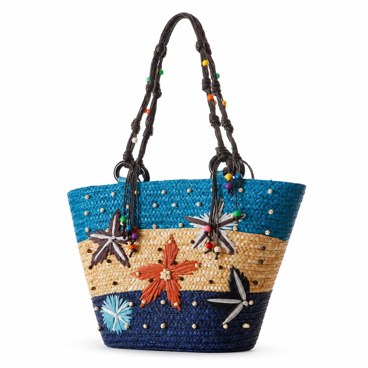 Sibenik - Straw Bucket Bag, three-quarter front view