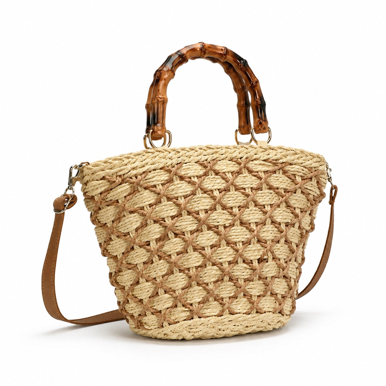 Sifnos - Straw Crossbody Bag, three-quarter front view