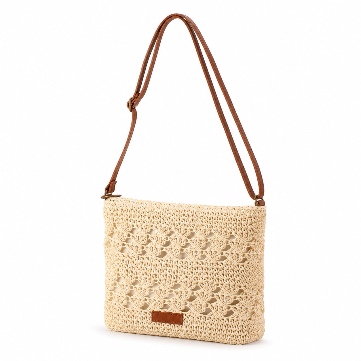 Sintra - Straw Crossbody Bag, three-quarter front view