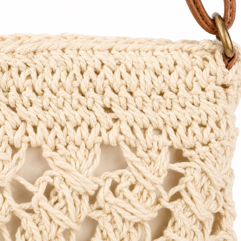 Sintra - Straw Crossbody Bag, close-up material detail