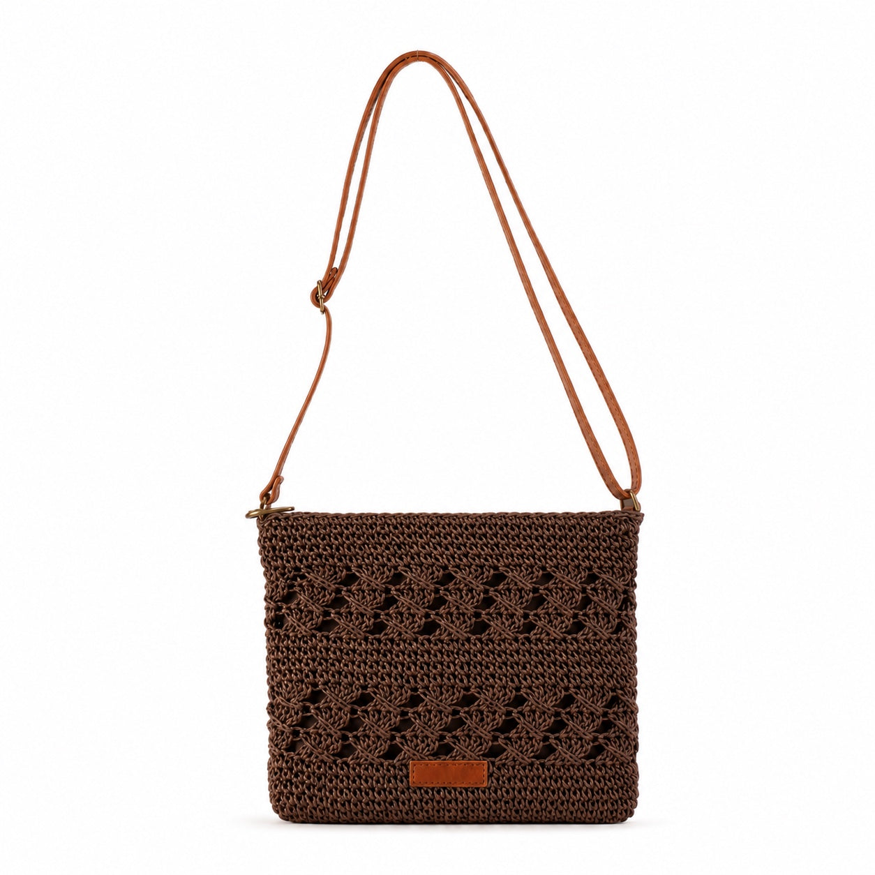 Sintra - Straw Crossbody Bag in Coffee, front view