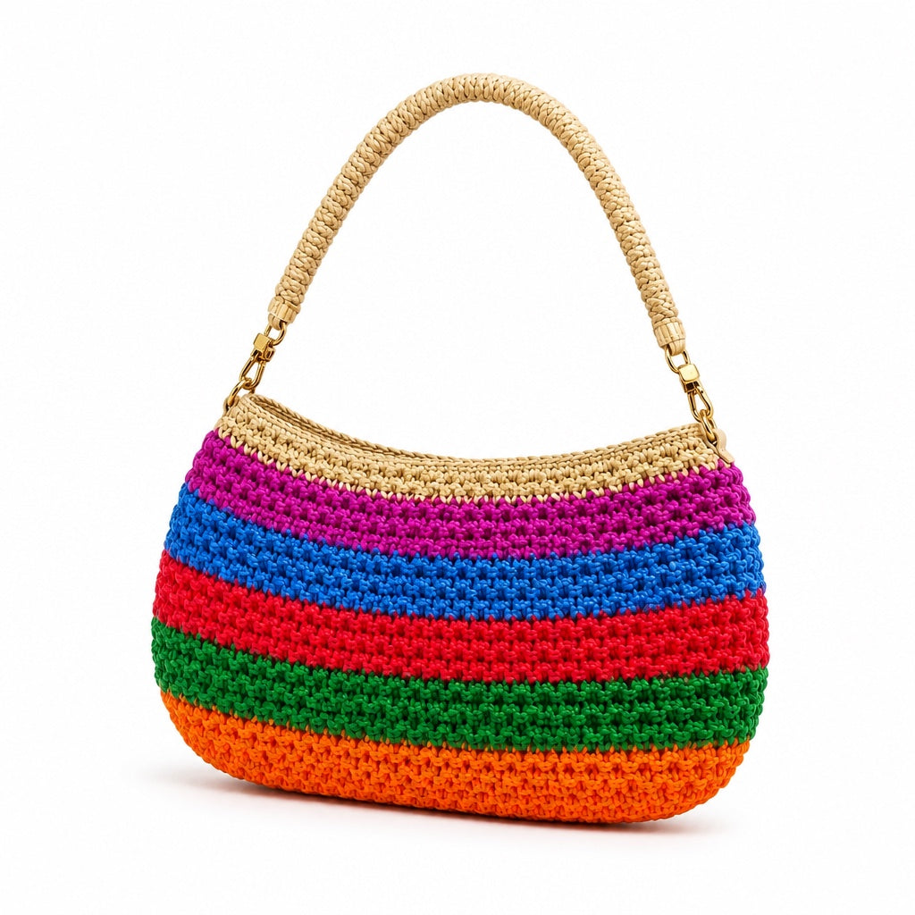 Sitges - Straw Handbag, three-quarter front view