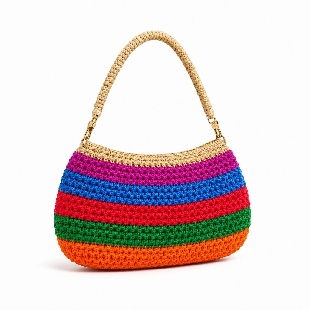 Sitges - Straw Handbag, three-quarter back view