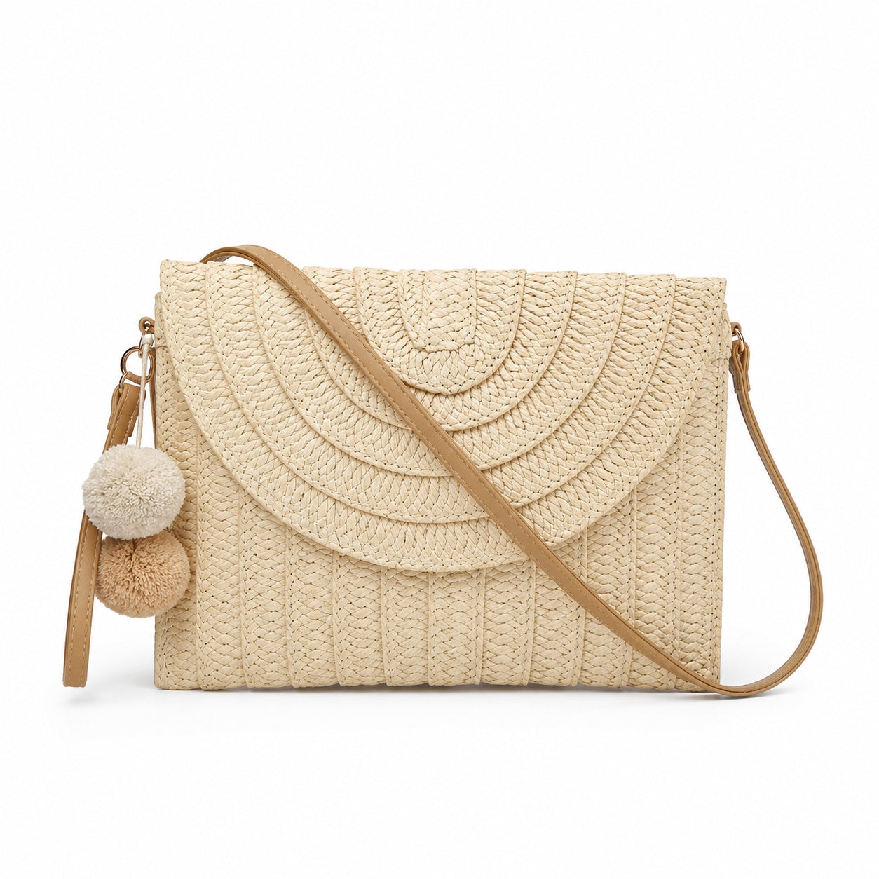 Skiathos - Straw Clutch, front view on white background