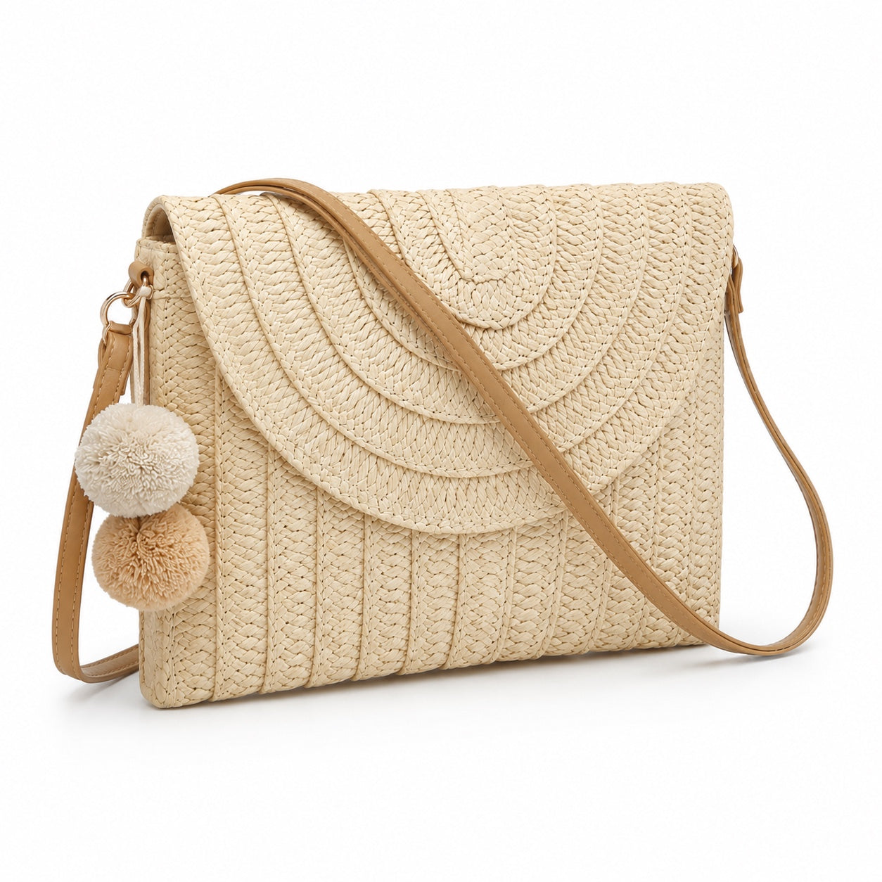 Skiathos - Straw Clutch, three-quarter front view